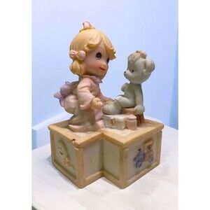 Small Vintage Trinket Box Girl With Plush New Without Box *READ
